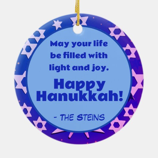 Gelukkige Chanoeka Menorah Flat Keramisch Ornament (Achterkant)