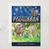 Gelukkige Chanoeka Menorah gepersonaliseerde foto (Voorkant)