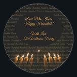 Gelukkige Chanoeka Menorah kaarsen Elegant Ronde Sticker<br><div class="desc">Happy Hanukkah Menorah Kaarsen Elegante Classic Ronde Sticker,  Naam of Tekst toevoegen</div>