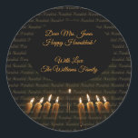 Gelukkige Chanoeka Menorah kaarsen Elegant Ronde Sticker<br><div class="desc">Happy Hanukkah Menorah Kaarsen Elegante Classic Ronde Sticker,  Naam of Tekst toevoegen</div>