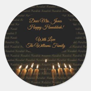 Gelukkige Chanoeka Menorah kaarsen Elegant Ronde Sticker