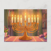 Gelukkige Chanoeka Menorah Kaarsen Olieverf Schild Briefkaart (Voorkant)