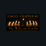 Gelukkige Chanoeka Menorah licht negen brandende k Etiket<br><div class="desc">Happy Chanukah Menorah Light Nine Burning Candles Photography Elegante Adresetiketten voor Chanukah Hanukkah Festival of Lights Mail of Cadeauverpakking voor uw ideeën,  Voeg naam en adres toe of wijzig of verwijder de tekst</div>