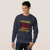 Gelukkige Chanoeka Menorah Rood Trui (Voorkant volledig)