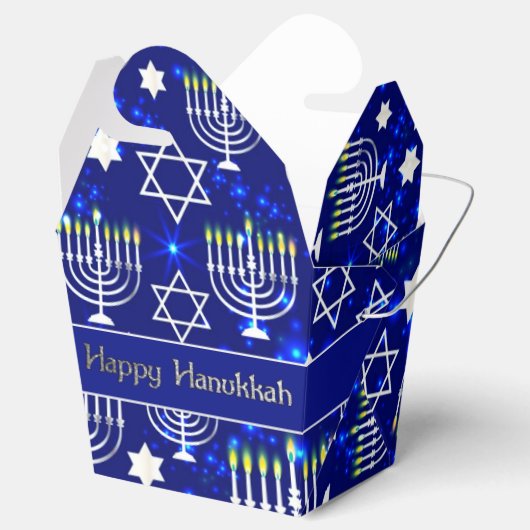 Gelukkige Chanoeka Menorah Take-Out Bedankdoosjes (Geopend)