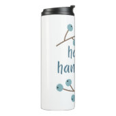 Gelukkige Chanoeka met Berry Branches Thermosbeker (Gedraaid links)