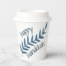 Gelukkige Chanoeka (met Blauwe Bladeren) Papieren Bekers