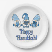 Gelukkige Chanoeka met drie kabouters Papieren Bordje (Voorkant)