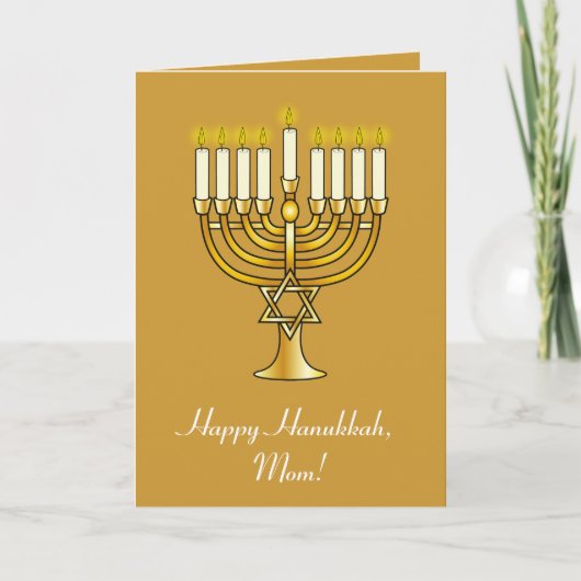 Gelukkige Chanoeka met Menorah: Mam Feestdagen Kaart (Voorkant)