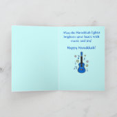 Gelukkige Chanoeka met Ukelele en Sterren Feestdagen Kaart (Binnen)