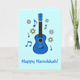 Gelukkige Chanoeka met Ukelele en Sterren Feestdagen Kaart