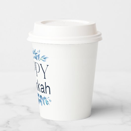 Gelukkige Chanoeka (met Winter Watergekleurde Bloe Papieren Bekers (Links)