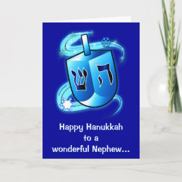 Gelukkige Chanoeka neef met Spinning Dreidel Feestdagen Kaart