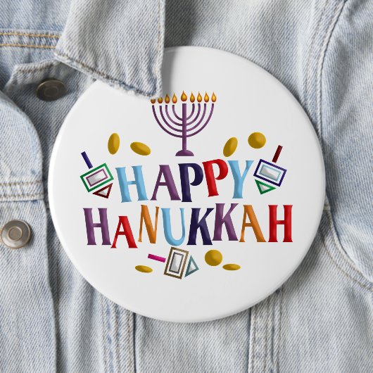 Gelukkige Chanoeka Ronde Button 6,0 Cm (In situ)