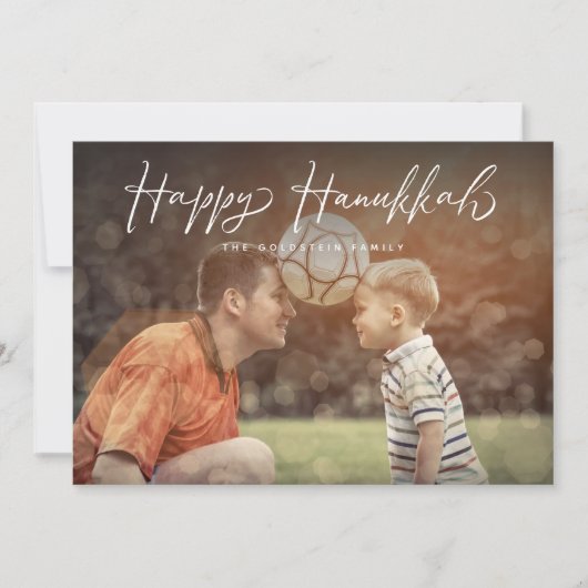 Gelukkige Chanoeka Script Foto Vakantie Aankondiging (Voorkant)