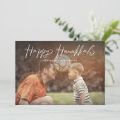 Gelukkige Chanoeka Script Foto Vakantie Aankondiging (Staand voorkant)