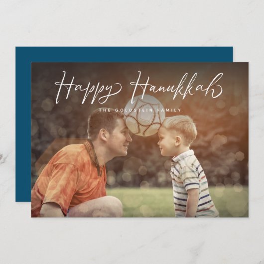 Gelukkige Chanoeka Script Foto Vakantie Aankondiging (Voorkant / Achterkant)