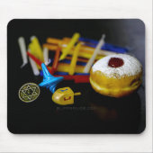 Gelukkige Chanoeka, Ster van David munt, menorah k Muismat (Voorkant)