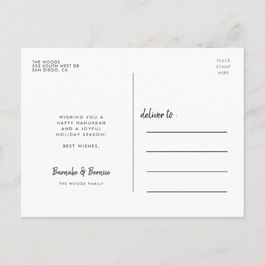 Gelukkige Chanoeka vakantie familie foto Briefkaart (Achterkant)