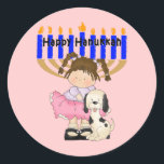 Gelukkige Chanoeka Vrienden Ronde Sticker<br><div class="desc">Gelukkige Chanoeka aan al onze vrienden, meisjes en jongens en kinderen van alle leeftijden. Chanoeka puppy honden maken de vakantie een nog beter cadeau.</div>
