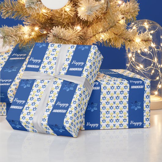 Gelukkige Chanoeka Waterverf David Stars Cadeaupapier (Feestdagen)