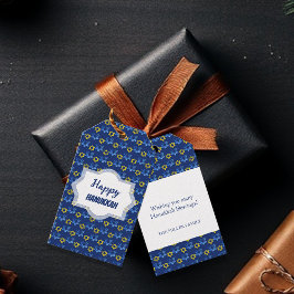 Gelukkige Chanoeka Waterverf Sterren van David Cadeaulabel