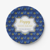 Gelukkige Chanoeka Waterverf Sterren van David Papieren Bordje (Voorkant)