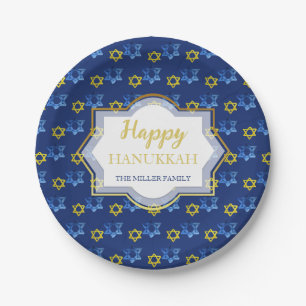 Gelukkige Chanoeka Waterverf Sterren van David Papieren Bordje