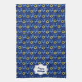 Gelukkige Chanoeka Waterverf Sterren van David Theedoek (Verticaal)