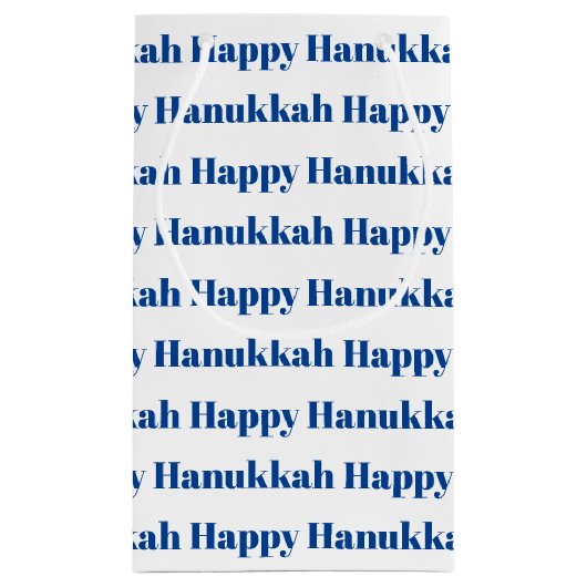 Gelukkige Chanoeka wit blauw moderne typografie Klein Cadeauzakje (Achterkant)