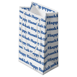 Gelukkige Chanoeka wit blauw moderne typografie Klein Cadeauzakje