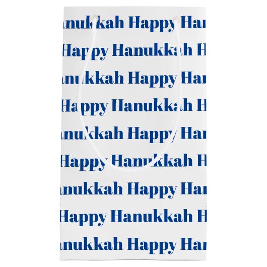 Gelukkige Chanoeka wit blauw moderne typografie Klein Cadeauzakje (Voorkant)