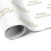 Gelukkige Chanoeka witgouden tekst minimalistisch  Cadeaupapier (Rol Hoek)