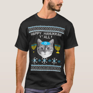 Gelukkige Chanoeka Y'all Kat Lelijke Chanoeka T-shirt