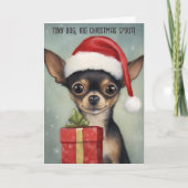 Gelukkige Chihuahua Santa met Gift Kerst Kaart (Voorkant)
