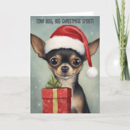 Gelukkige Chihuahua Santa met Gift Kerst Kaart