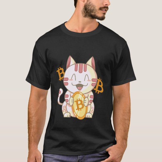 Gelukkige Chinese Bitcoin Kat T-shirt (Voorkant)