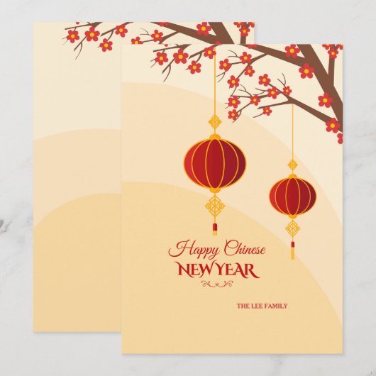 Gelukkige Chinese Nieuwjaarskaart Feestdagenkaart (Voorkant / Achterkant)