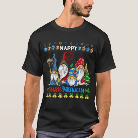 Gelukkige Chrismukkah Gnomes Kerstmis Chanoeka T-shirt (Voorkant)