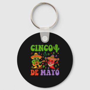 Gelukkige cinco de mayo mexicaanse cactus en peper sleutelhanger