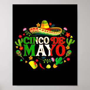Gelukkige cinco de mayo Mexicaanse hoed margarita Poster