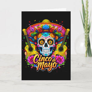 Gelukkige cinco de mayo Mexicaanse hoed schedel gi Kaart