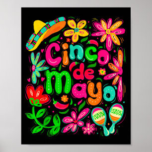 Gelukkige cinco de mayo Mexicaanse sombrero margar Poster
