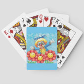 Gelukkige Clown en Lachende Bloemen Pokerkaarten (Achterkant)