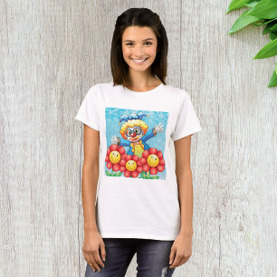 Gelukkige Clown en Lachende Bloemen T-shirt