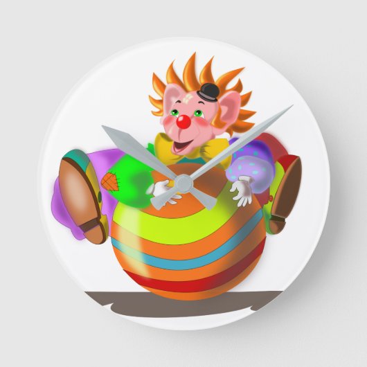 Gelukkige Clown met Bal Grappige Klok Circus (Voorkant)