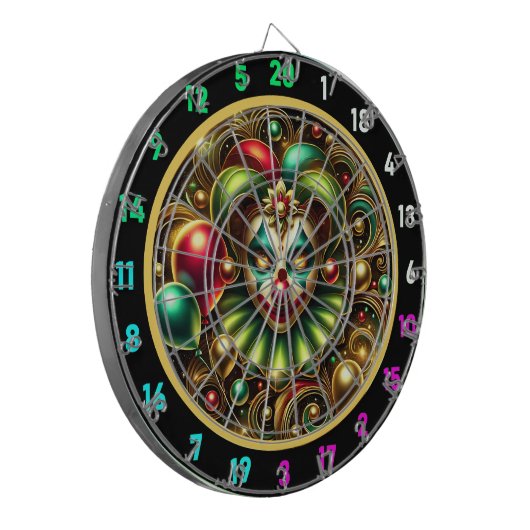 Gelukkige clown met kleurrijke ballonnen dartbord (Voorkant Links)