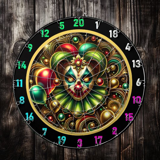 Gelukkige clown met kleurrijke ballonnen dartbord