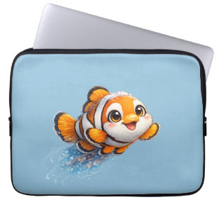 Gelukkige Clownvis Tropisch Zeeleven Illustratie Laptop Sleeve