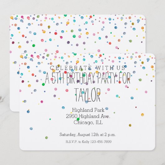 Gelukkige Confetti Stippen Kaart (Voorkant / Achterkant)